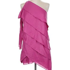 BCBGMaxAzria Vibrant Pink One-Shoulder Dress